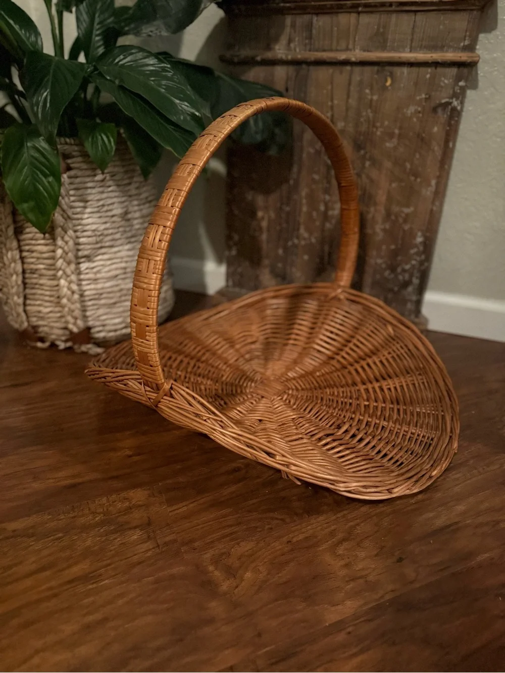 XL Vintage Wicker Flower Gathering Basket French Style 23”